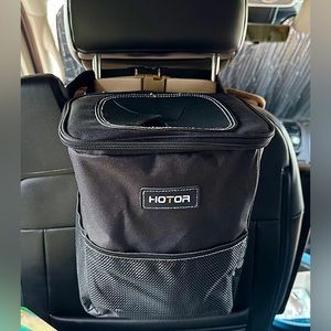 Car Trash Can with Lid and Storage Pockets